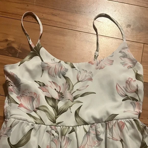 Floral Mini Dress in White and Pink - Picture 3 of 10